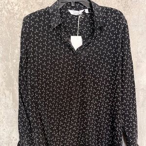 Black Silk Anchor Print Shirt